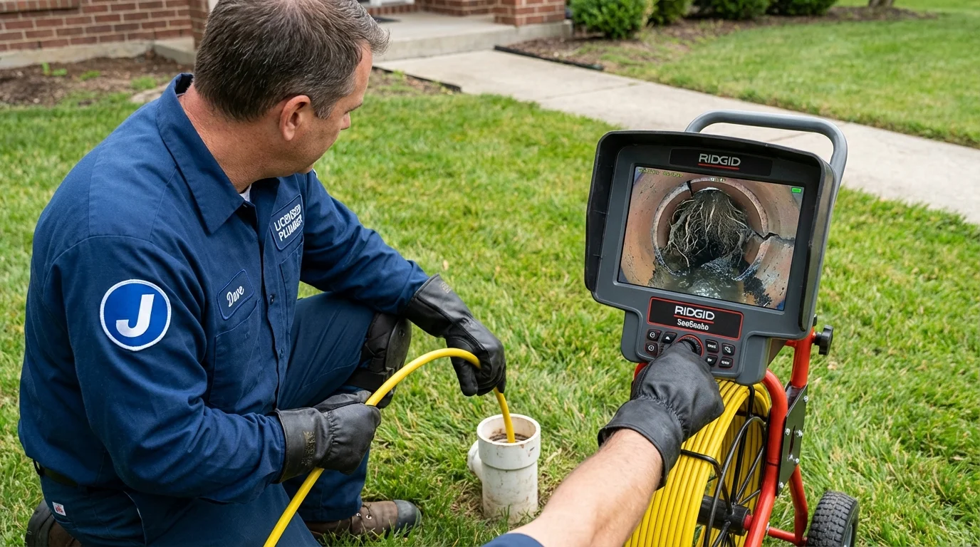 Sewer camera inspection being performed by Johns Plumbing LLC in Eastham
